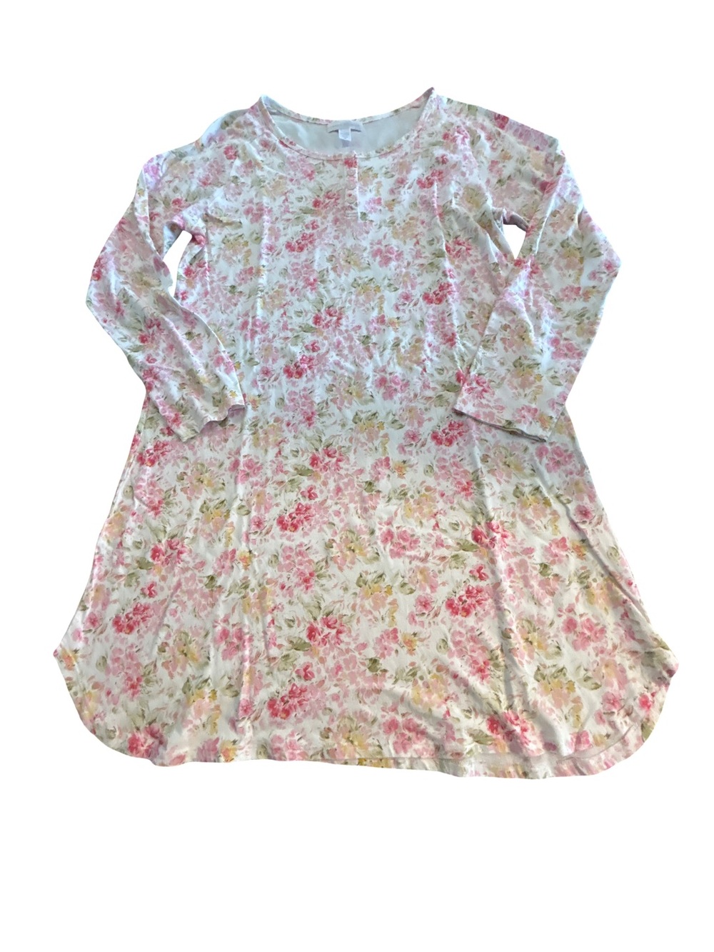 Carole Hochman Floral Henley Nightgown Long Sleeve Loungewear Medium Granola Gir
